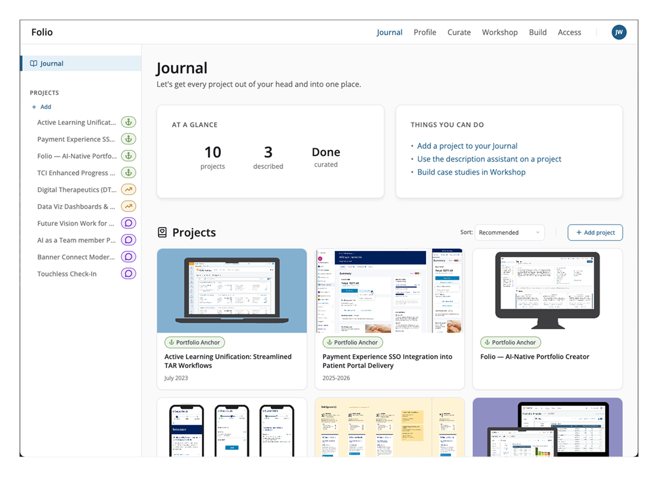 Folio Journal interface